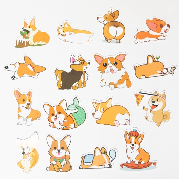 16 pcs Pet Dog Corgi Vinyl stickers decals - Picture 1 of 3